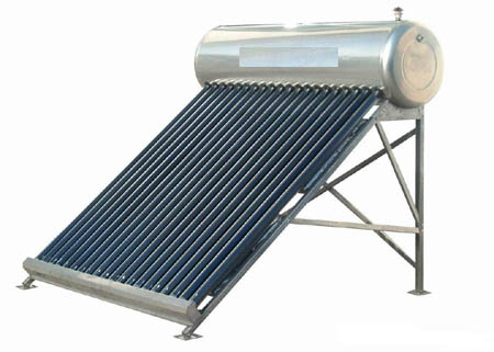 Calentador de agua solar color acero con tanque de alimentación, 